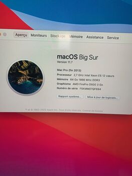 Mac Pro fin 2013 2.7 GHZ, 64go RAM, 1to SSD
