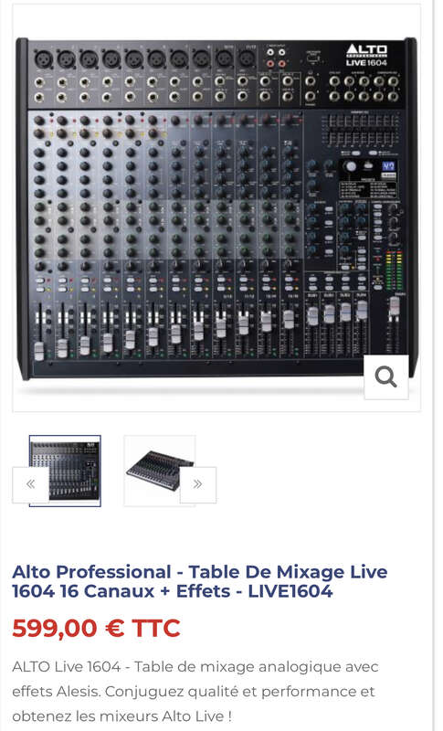 Table mixage professionnel Alto Live 1604