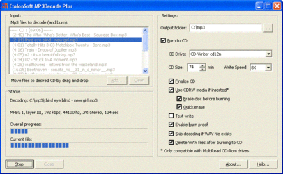 Etalon soft MP3 Decode Interface générale (version "plus")